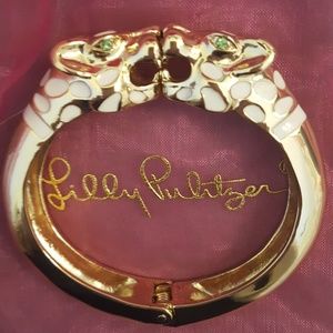 Lilly Pulitzer Gold Cheetah Hinged Bangle Bracelet